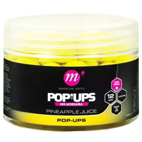 Mainline Baits High Visual Pop-Ups Pineapple Juice 12mm 50db lebegő fluo bojli (M13007) Biztonságos vásárlás