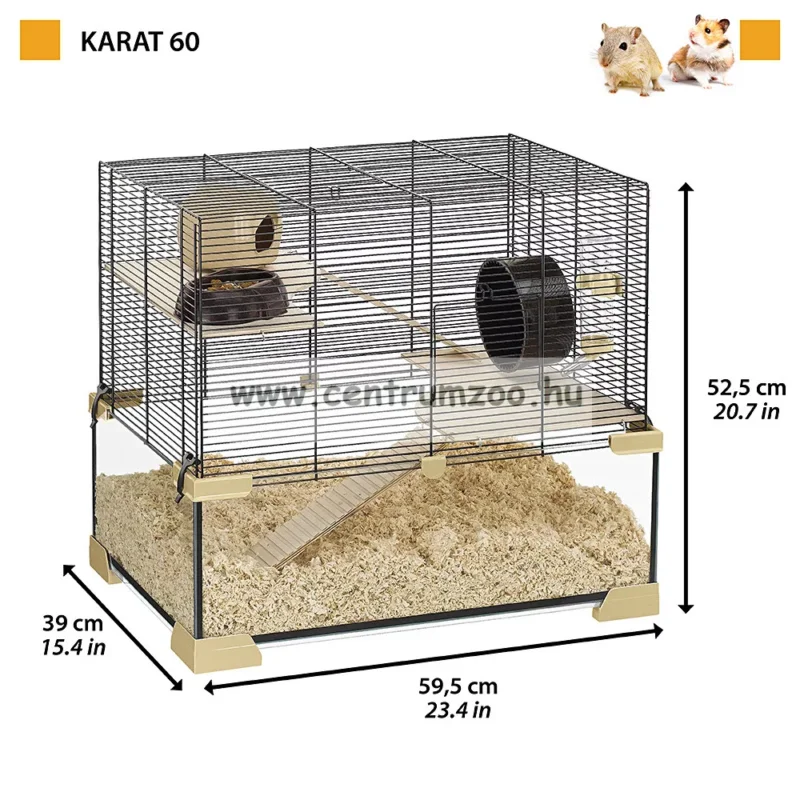 Biztonságos fizetés Ferplast Karat 60 Glas Professional rágcsáló ketrec 59,5x39x52,5cm (57056117)