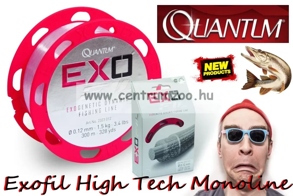 Akció Quantum Exofil Spinning Line 300m 0,12mm 1,50kg Transparent Superpremium Monofil Zsinór