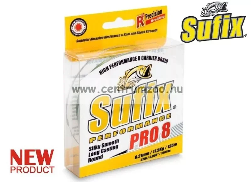 Nézd meg most Sufix Performance Pro8 135M 0.27Mm/48Lb/27Kg/Lo-Vis-Green Sufix Fonott Zsinór