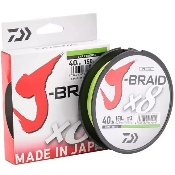 Prémium Daiwa J-Braid X8 Braid Chartreuse 300m 0,22mm fonott zsinór (12750-122)