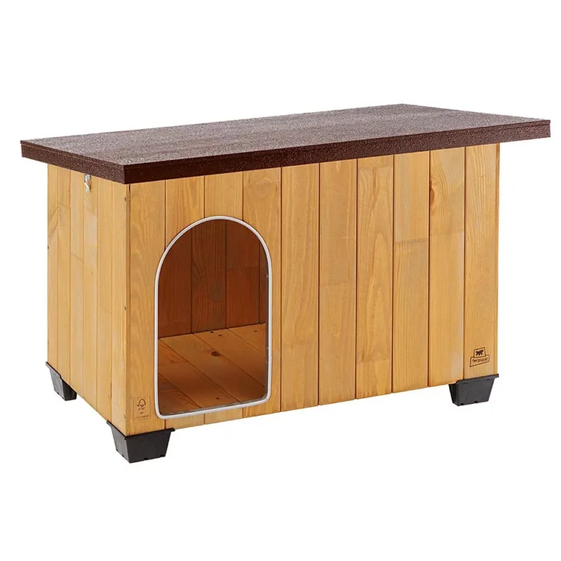 Olcsó Ferplast Baita 80 Professional fa kutyaház 102x70x65,5cm + Fekhely