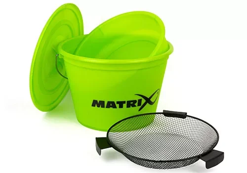 Fox Matrix Bucket Set - Lime 20l etetőanyag keverő vödör tállal, szitával és tetővel (GBT020) Korlátozott ajánlat