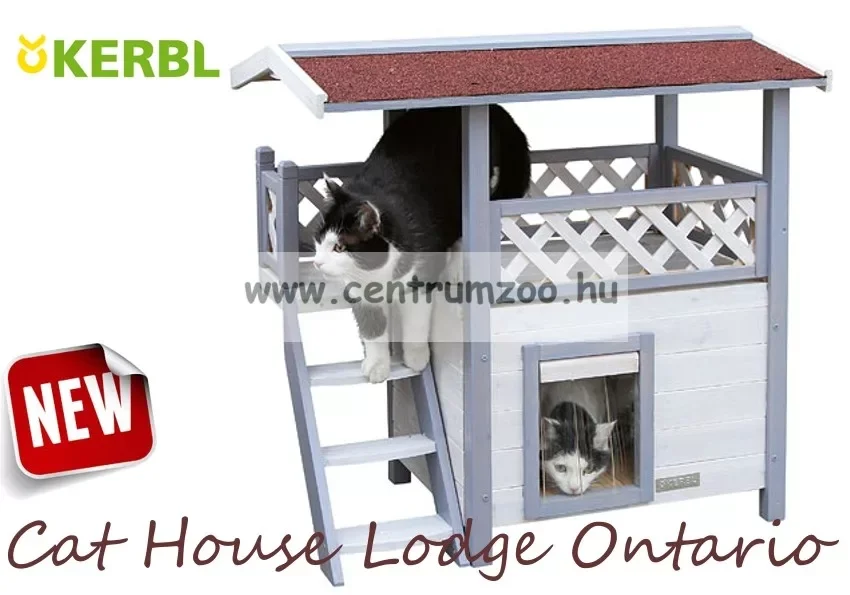 Kerbl Cat House Lodge Ontario szintes cicaház 77x50x73cm (81514) Végkiárusítás
