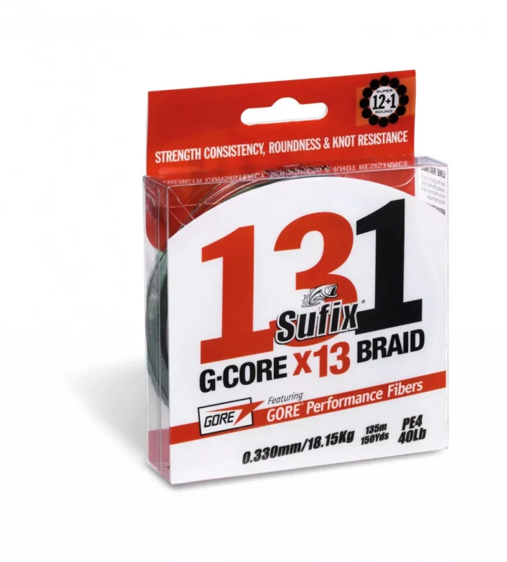 Sufix 131 G-Core Braid 13 szálas fonott zsinór 0,235mm 13,61kg 150m Lo Vis Green élénk zöld (ASU640400) Szuper ajánlat
