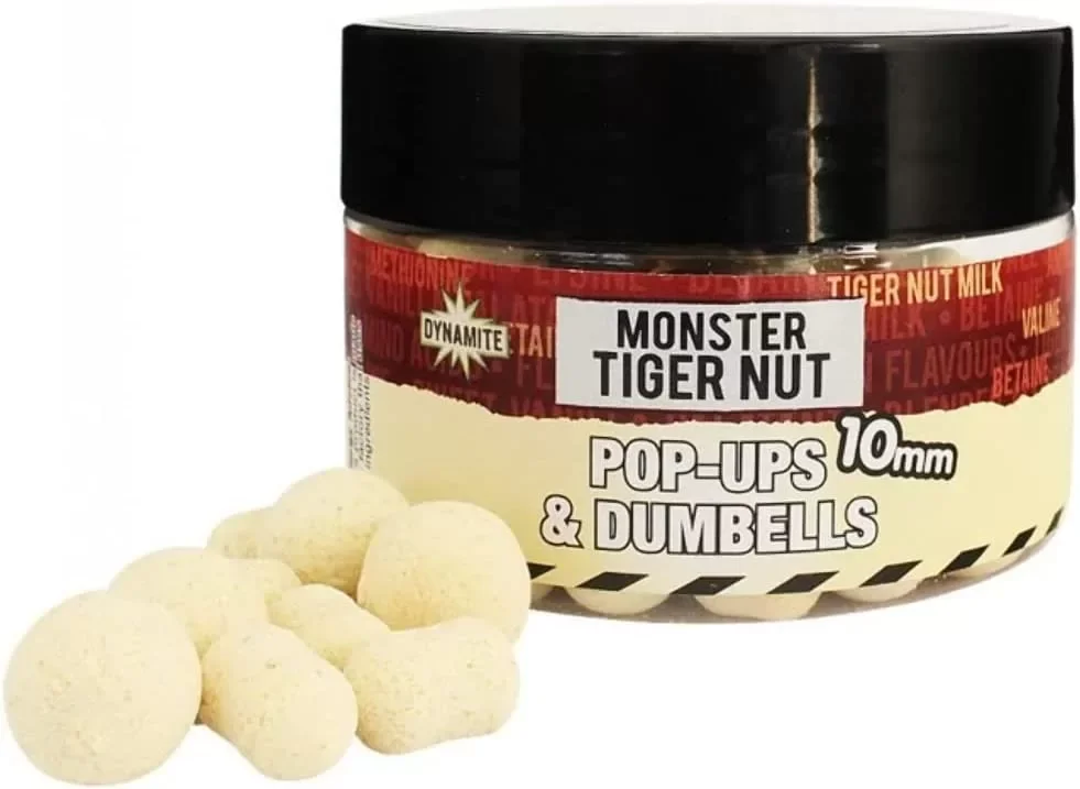 Biztonságos fizetés Dynamite Baits Bojli Monster Tigernut Fluro Pop-Ups & Dumbells - fehér 10mm (DY326)