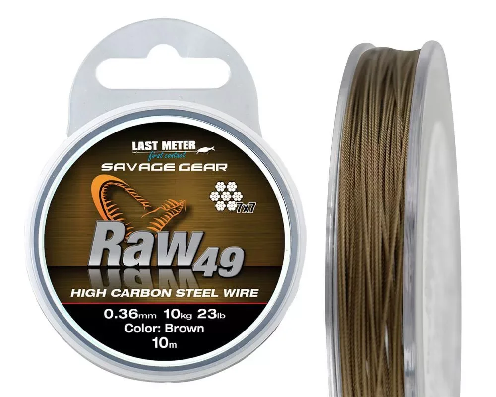 Exkluzív ajánlat Savage Gear Raw49 0.45mm 16kg 35lb Uncoated Brown 10m harapásálló előke (SVS54893) Köthető, Krimpelhető