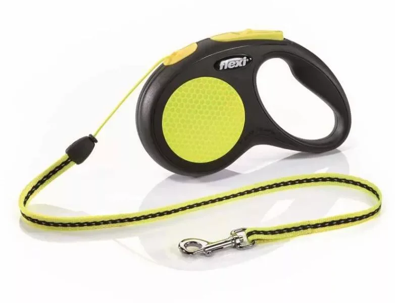 Outlet Flexi Neon M Cord Yellow 5 m 20 kg Zsinóros Automata póráz - fényvisszaverő (12921)
