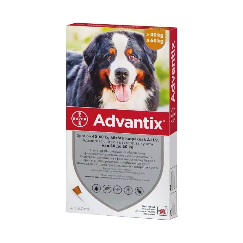 Advantix Spot on 1x6ml kullancs és bolha elleni csepp 40-60kg közti kutyáknak Azonnali szállítás