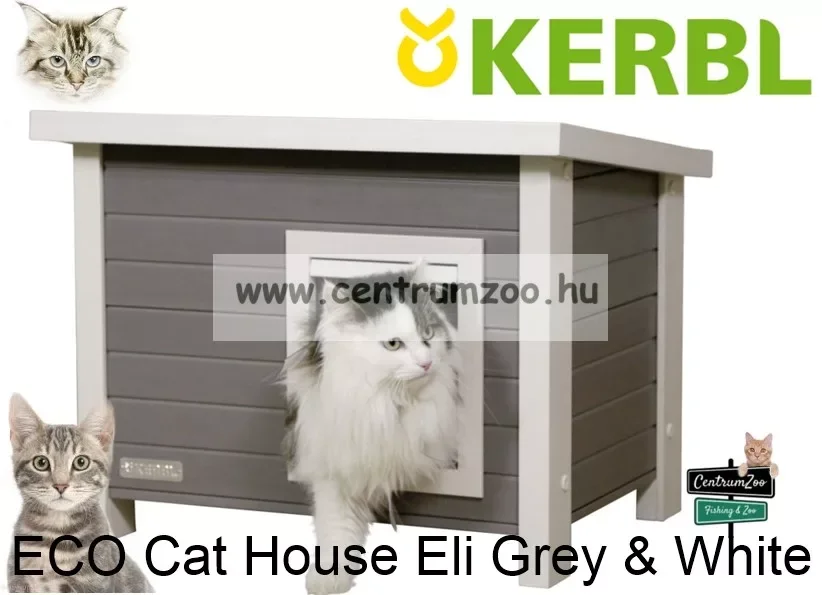 Kerbl Eco Cat House Eli Grey & White Szigetelt Macskaház 57X45X43Cm (81636) Expressz szállítás