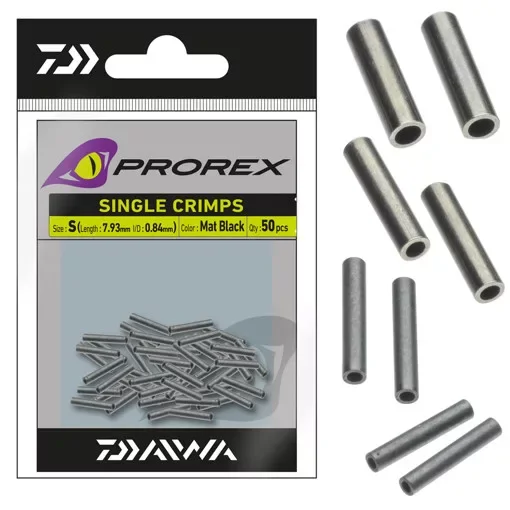 Daiwa Prorex Soft Single Mat Black Crimps Medium 1,04mmx9,52mm 50db krimpelő hüvely (15408-201) Olcsóbb