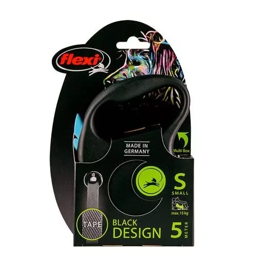 Újdonság Flexi M Tape 5 m 1 kg Black Design green szalagos automata póráz - (033920)