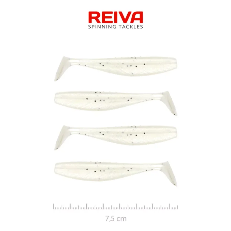 Vásárlói kedvenc Reiva Flat Minnow shad 7,5cm 4db/cs (Pearl Dot)