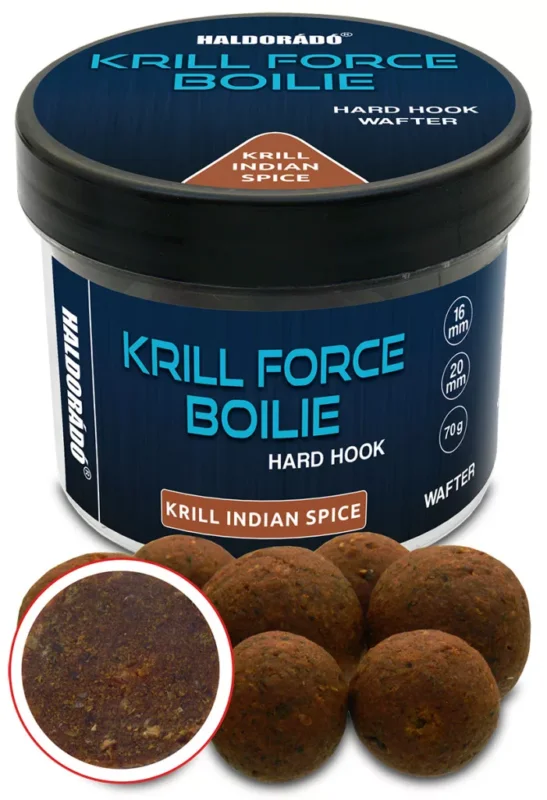 HALDORÁDÓ Krill Force Boilie Hard Hook Wafter 16, 20 mm - Krill Indian Spice Vedd meg most