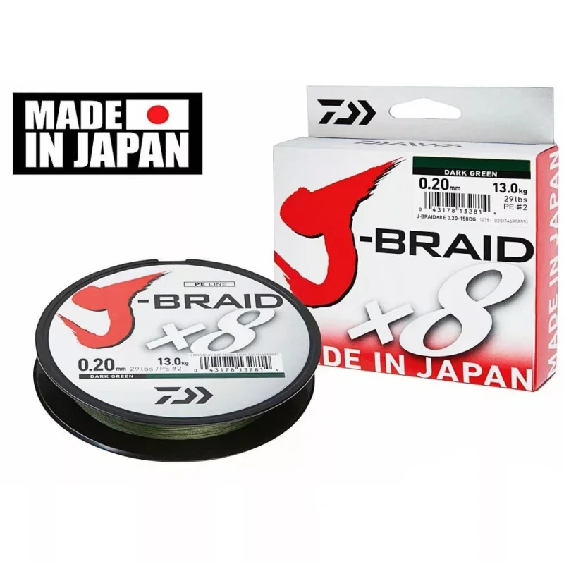 Daiwa J-Braid X8 Dark Green Fonott zsinór 150m 0.18mm Legjobb ár