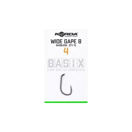 Végkiárusítás Korda Basix Wide Gape Barbless 6 Szakállnélküli Horog