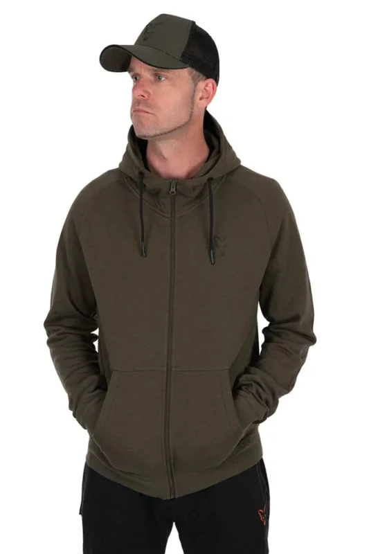 FOX COLLECTION LW Hoody Green/Black Zipzáros Pulóver L Expressz szállítás
