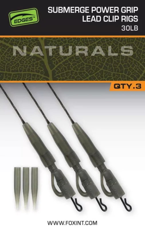 Szuper akció FOX EDGES Naturals Submerge Power Grip Lead Clip Leaders 40lb