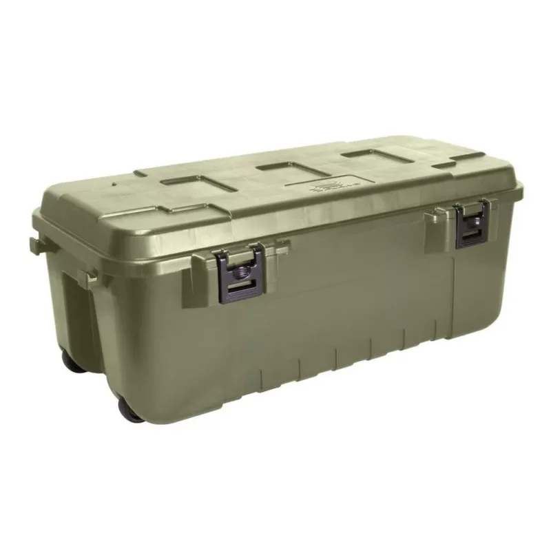 Szuper akció Plano Sportsman Trunk Large Green W Wheels Kerekes Tároló Láda Levehető Fedéllel