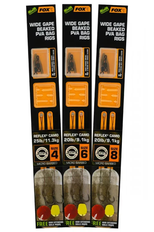 Fox Előkötött Horog Wide Gape PVA Bag Rig 4 25lb Utolsó esély