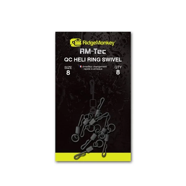 Exkluzív ajánlat RIDGEMONKEY RM-TEC QUICK CHANGE HELI RING SWIVEL SIZE11 KARIKÁS GYORSKAPOCS 10DB