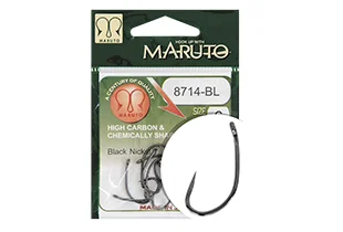 MARUTO HOROG 8714BL CARP HOOKS HC T.D.E.5° BARBLESS BLACK NICKEL 8 Prémium