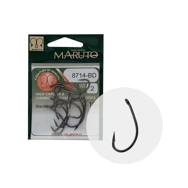 MARUTO HOROG 8714BD CARP HOOKS HC T.D.E.5° BARBED FORGED BLACK NICKEL 10 Azonnali szállítás