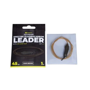 Outlet RIDGEMONKEY SPECTRE FLUOROCARBON UNI LEAD CLIP LEADER - CAMO BROWN BOJLIS SZERELÉK