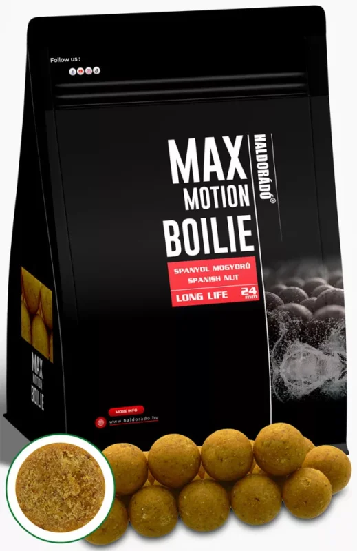 HALDORÁDÓ MAX MOTION Boilie Long Life 24 mm - Spanyol Mogyoró 800gr Szuper ajánlat
