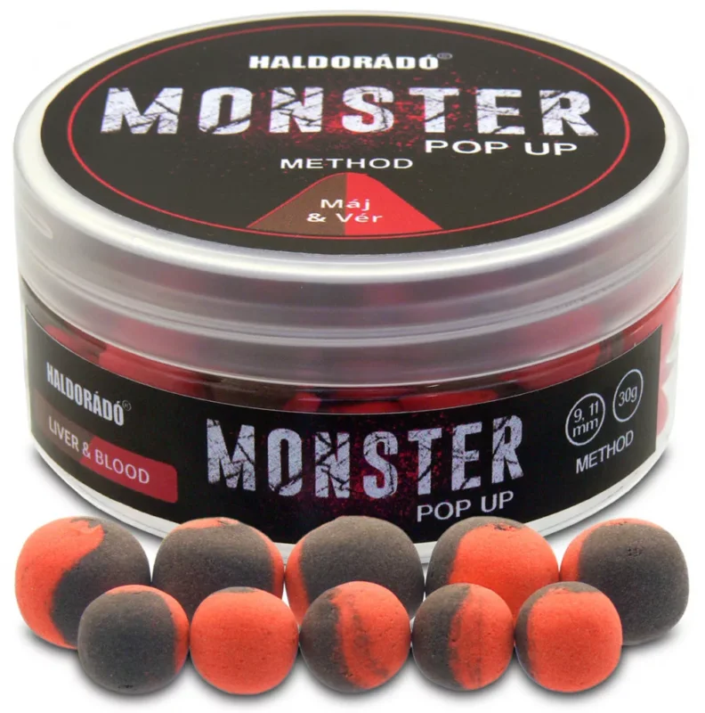 Azonnal elérhető Haldorádó MONSTER Pop Up Method 9, 11 mm - Máj & Vér
