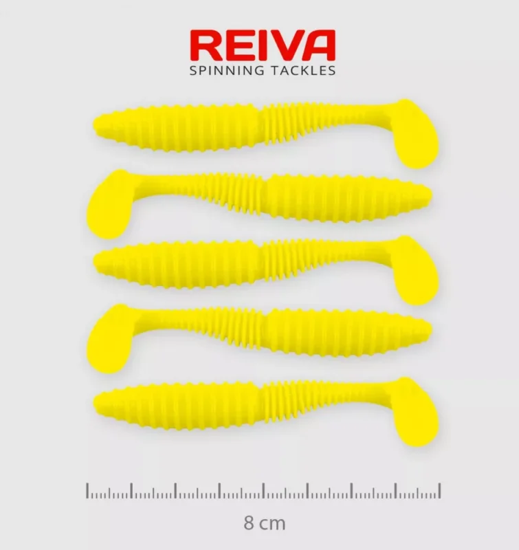 REIVA Zander Power Shad 8cm 5db/csomag /Citromsárga/ Expressz szállítás