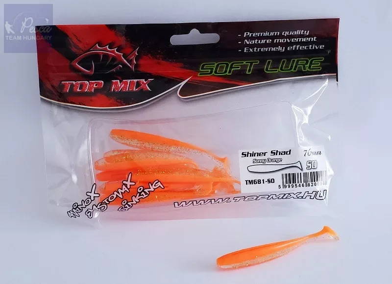 Gyors szállítás Top Mix Shiner Shad Sunny Orange Gumihal 7,6cm