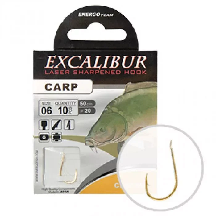 Biztonságos vásárlás Energo Team Excalibur Carp Classic Gold Előkötött Horog 6