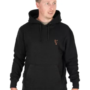 Fox collection hoodie black&orange kapucnis pulóver XXL Exkluzív ajánlat