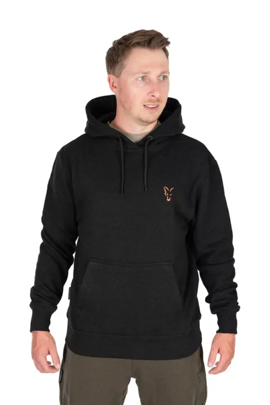 Fox collection hoodie black&orange kapucnis pulóver XXL Exkluzív ajánlat