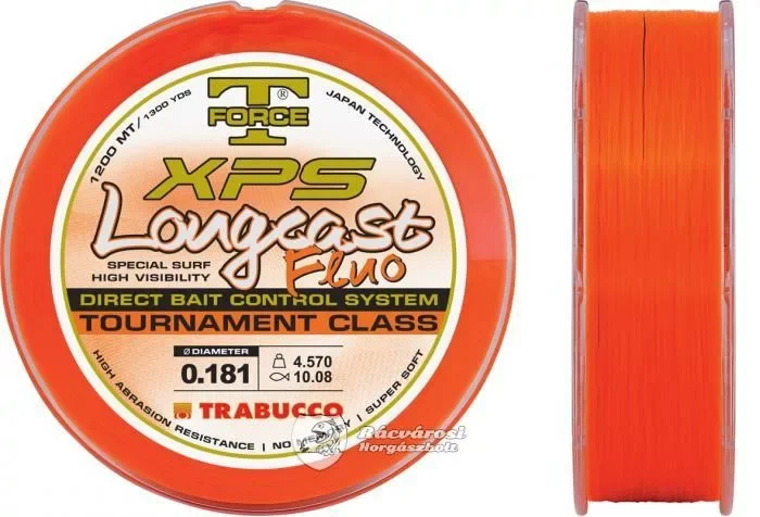 Trabucco T-Force Longcast Fluo 1200m 0.250mm Monofil Horgász Zsinór Azonnali szállítás