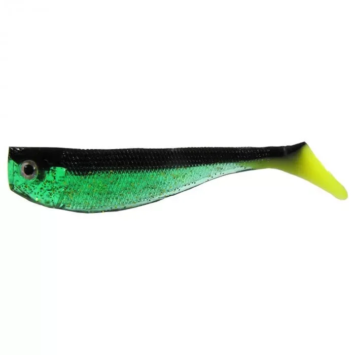 Nevis Action Shad Gumihal 9cm Fekete-Zöld-Sárga Flitter Legkelendőbb