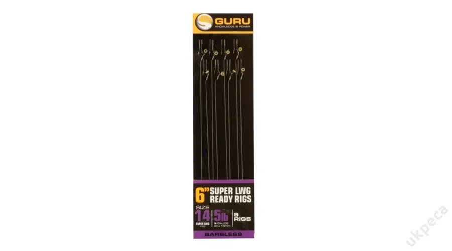 Gyors szállítás Guru Super LWG Micro Bait Bands Előkötött Horog 14-es 6"