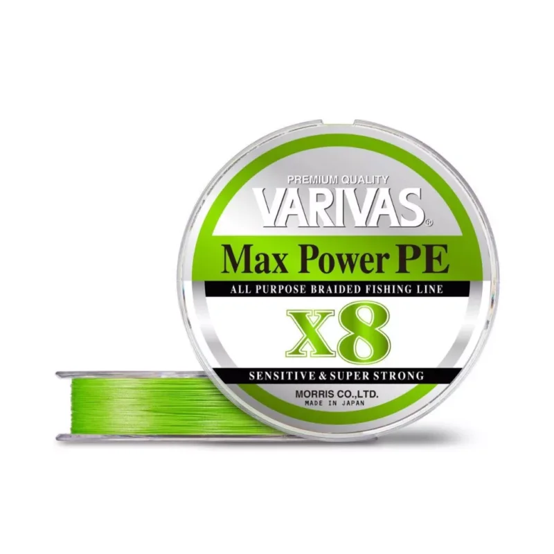 Azonnali szállítás Varivas Max Power Fonott Zsinór PE1,2 X8 150m 0,185mm Lime Green Fluo