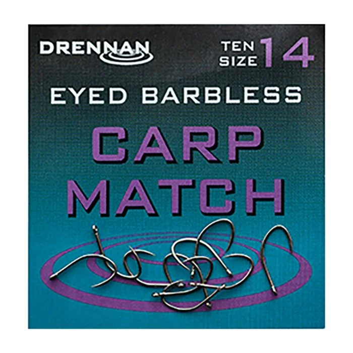 Drennan Eyed Barbless Carp Match Hooks (HEBMA008-018) Kiárusítás