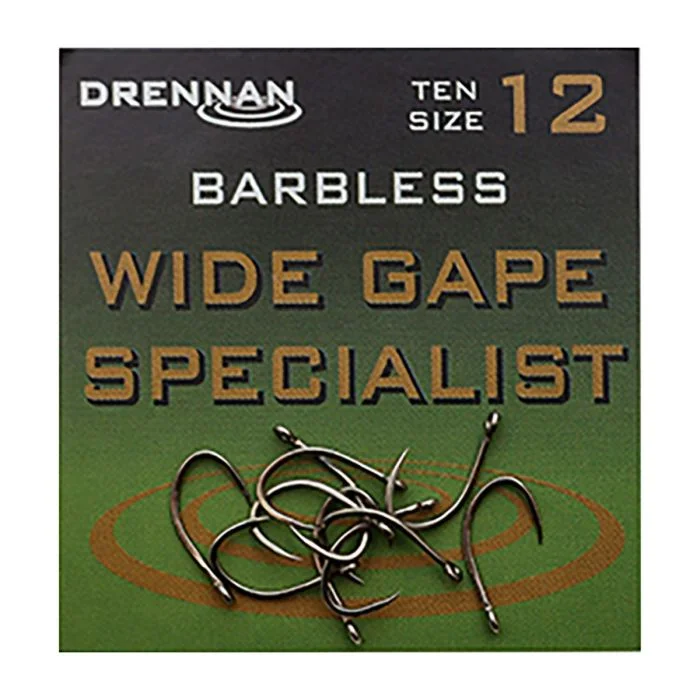 Bestseller Drennan Wide Gape Specialist Barbless Hooks (HEWGSB004-018)