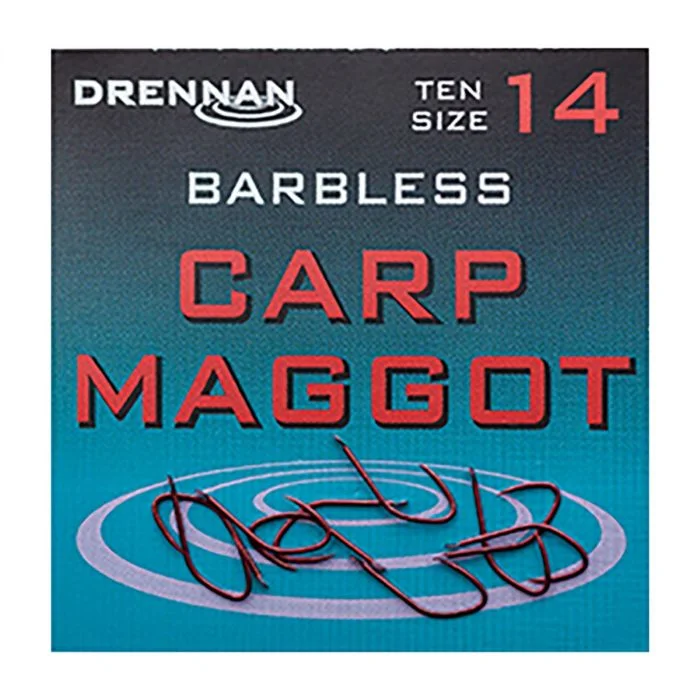 Outlet Drennan Carp Maggot Barbless Hooks (HSCMGB012-020)
