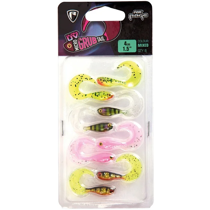 Akció Fox Rage Micro Grub Tail UV Mixed Colour Pack 4CM (NMC010-062)