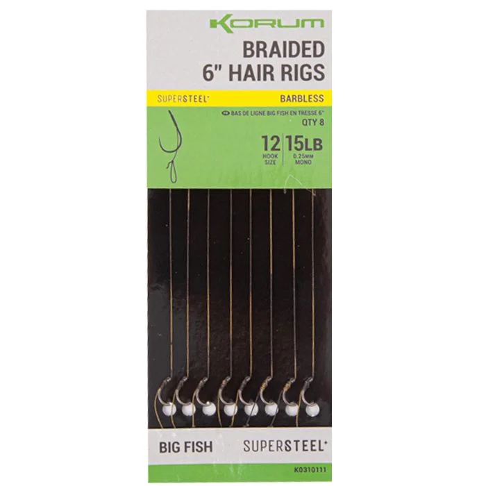 Korum Big Fish Braided Hair Rigs Barbless 15CM (K0310109-11) Árengedmény