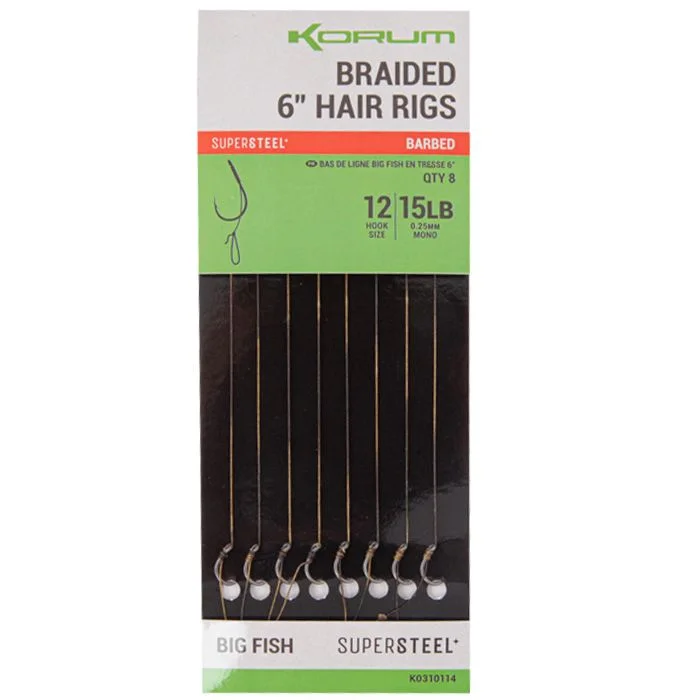 Korum Big Fish Braided Hair Rigs Barbed 15CM (K0310112-14) Alacsony ár