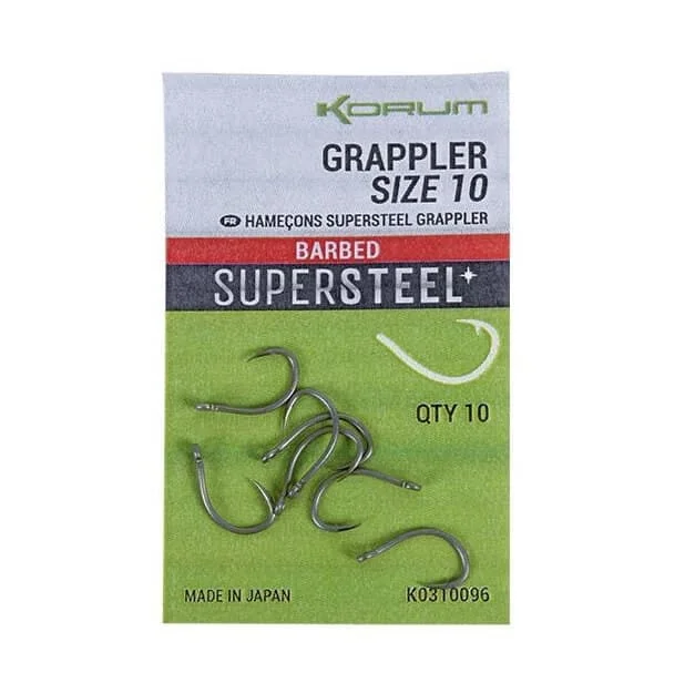 Kedvezményes ár Korum Supersteel Grappler Barbed Hooks (K0310094-98)