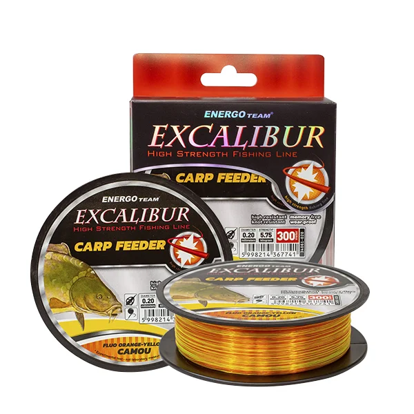 EXCALIBUR CARP FEEDER FLUO NARANCS-FLUO SÁRGA CAMOU monofil zsinór 300M 0,18 ZSINÓR Újdonság
