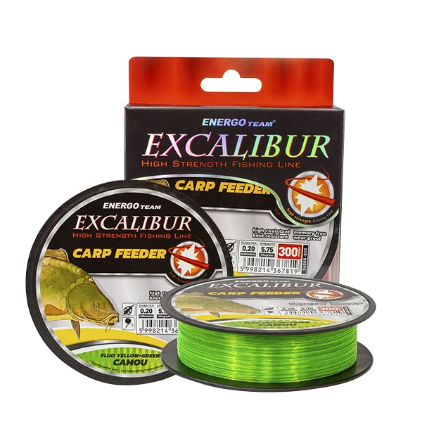 Szuper akció EXCALIBUR CARP FEEDER FLUO SÁRGA-ZÖLD CAMOU monofil zsinór 300M 0,22
