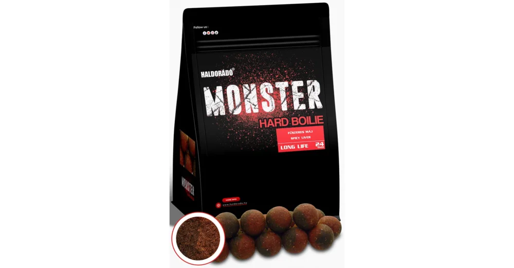 Gyors kiszállítás HALDORÁDÓ MONSTER Hard Boilie 24+ mm - Fűszeres Máj