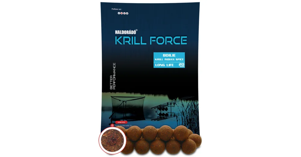 HALDORÁDÓ KRILL FORCE Boilie Long Life 20 mm - Krill Indian Spice Rendeld meg most